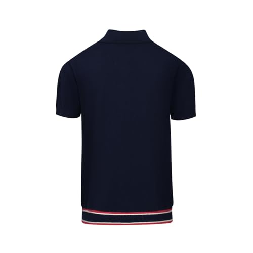 OXKNIT Men’s Knitted Vintage Polo, Gradient Stripe Short Sleeve Retro Polo Shirt for Men 60s&70s