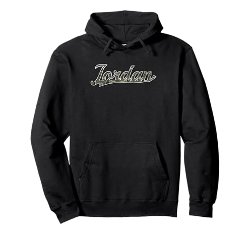 Jordan First Name Camouflage Vintage Inspired Pullover Hoodie