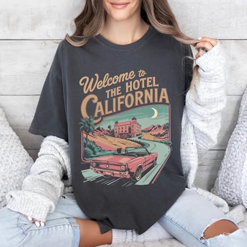 FITIN Retro 70s Rock Shirt, Vintage Washed Tee California Graphic, Road Trip Desert Art T-Shirt