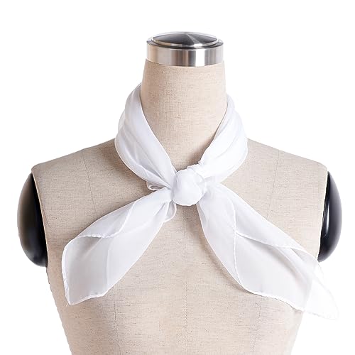 Jmkcoz 3 Pcs 50s Chiffon Scarf Sheer Square Neck Head Scarf for Women Girls Hip Hop 1950s Party Halloween Costume (Black White Red)