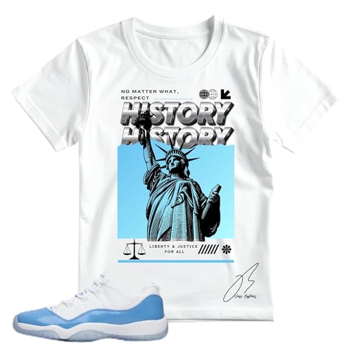 Shirt to Match 11 University Blue/UNC, Liberty Shoe Coordinating Graphic Tee, Best Gift, Mens Clothing, Unisex Tops (US, Alpha, Medium, Regular, Regular, White)