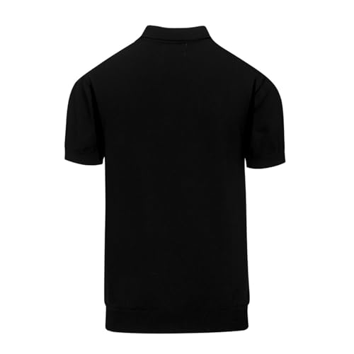 OXKNIT Men's Knit Short Sleeve Shirts 1960s Vintage Gradient Stripes Knitted Polo Shirt Black V-Neck Cotton Mens Polo