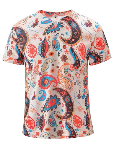 Mens 60s 70s Outfits 4 Pcs Hippie Disco Costumes for Theme Party XL
