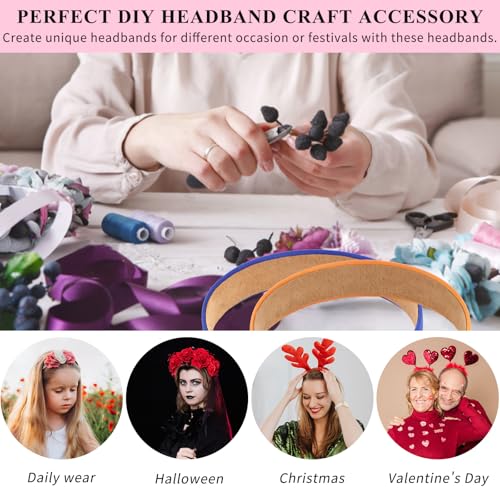 Wecoe Headbands for Women Girls, 10 Pcs 1 Inch Wide Satin Headbands No Slip Fashion Thin Solid Hair Bands for Daily Wear, Party, Cosplay, Diy Costume Hair Accessories, Diademas Para Mujer De Moda