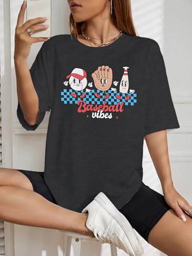 MOUSYA Baseball Shirts Women Oversized Baseball Mom Tshirt Baseball Heart Graphic Tee