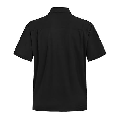 Royaura Hawaiian Shirt for Men,Printed Summer Beach Vintage Bowling Button Down Short Sleeves Casual Shirts Black Pink