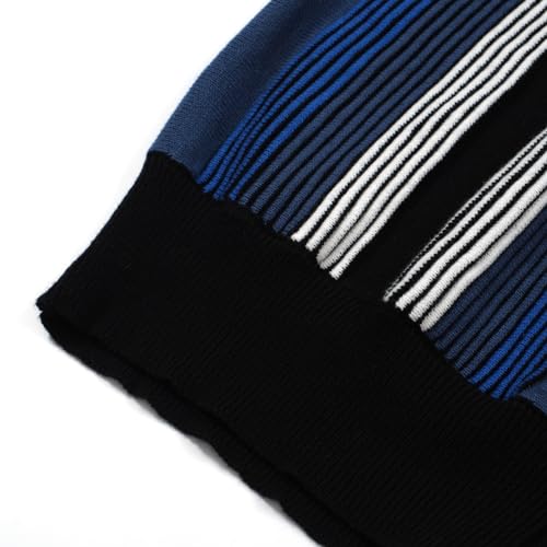 OXKNIT Men's Short Sleeve Knit Retro Polo Shirt, 1960s Mod Style Vintage Zip Stripe Golf Polo T Shirts