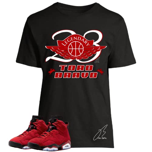 Shirt To Match Jordan Retro 6 Toro Bravo/Red,23 Wing Unisex Graphic Tee,Shoe Coordinating,Gift (XXXL, Black)