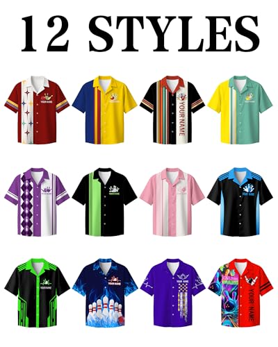 Custom Retro Button-Up Bowling Shirts for Men Women Personalized Team Name & Contrast Design Vintage Style for Bowling Teams