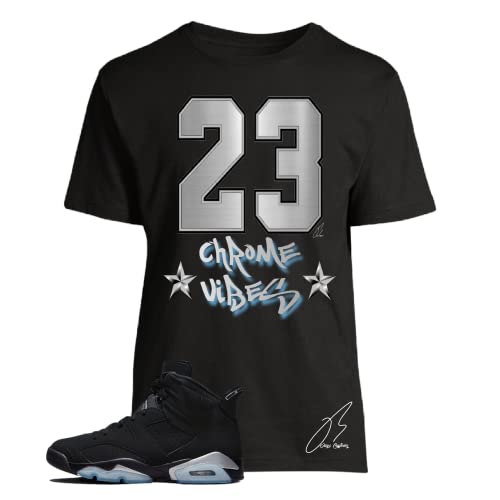 Shirt To Match Jordan Retro 6 Black Metallic Silver,Chrome Vibes Unisex Graphic Tee (XXXL, Black)