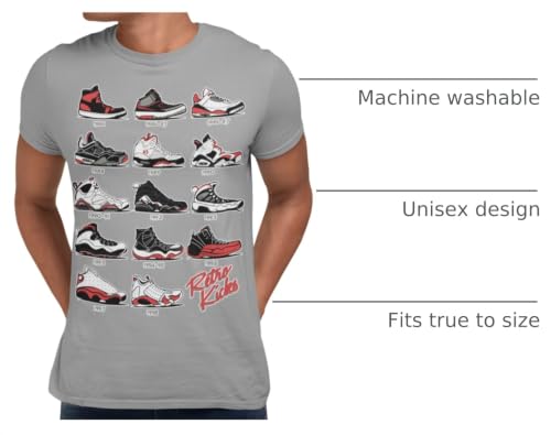 J's Retro Sneakers Image T Shirt to Match Js, Artwork Takes cues from Jordans Inspired colorways 1 2 3 4 5 6 11 12 13 Grey