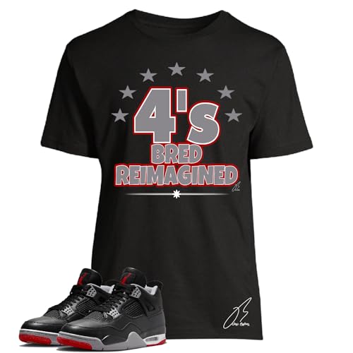 Shirt To Match Retro 4 Bred Reimagined/Black& Red,Unisex Sneaker Graphic Tee,Best Gift,Christmas Gift 2024 (M, Black)