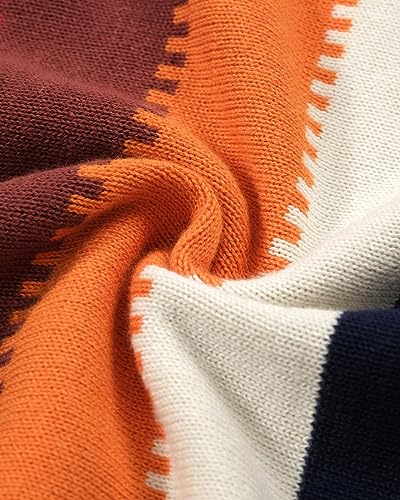 OXKNIT Men’s Knitted Vintage Polo, Gradient Stripe Short Sleeve Retro Polo Shirt for Men 60s&70s