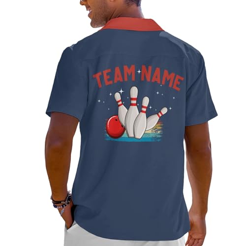 Custom Bowling Shirts for Men Vintage Retro Personalized Team Name Shirt