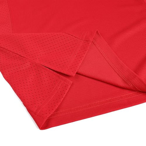 Pullonsy Retro Red Football Jerseys for Men Unisex 70s 80s 90s 00s 10s Classic Mesh Shirts Workout Fitness Outfits Cool Tops Yellow Stripe-Red Jersey,Men Size X-Large