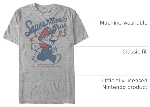 Nintendo Super Mario Running Profile 1985 T-Shirt Athletic Heather