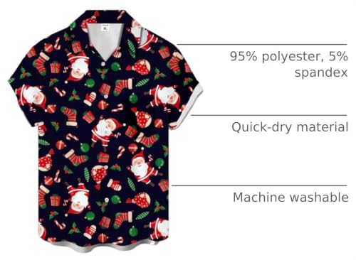 Gwnnb Christmas Bowling Shirts for Men Short Sleeve Regular Fit Retro Casual Button Down Holiday Hawaiian Shirts