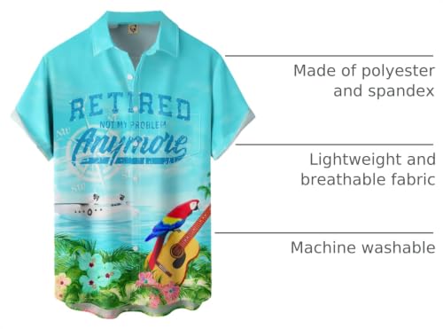 Hardaddy Men's Summer Hawaiian Shirts Funny Performence Printed Casual Button Down Bowling Shirt(Color13,XL)