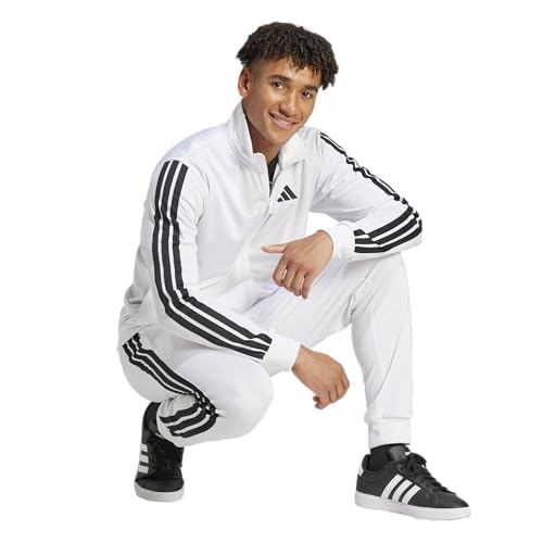 adidas Men's 3-Stripes Tricot Regular Sportswear Track Top, White, Medium