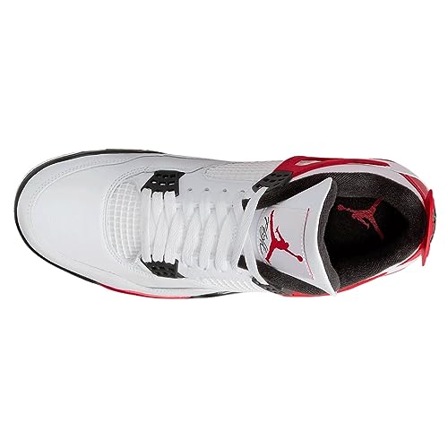 JORDAN 4 Retro Mens Shoes Size - 8.5 White/Fire Red-Black