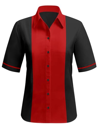 Lzzidou Women's Vintage Bowling Shirts 1950s Retro Outfits Sock Hop Costume