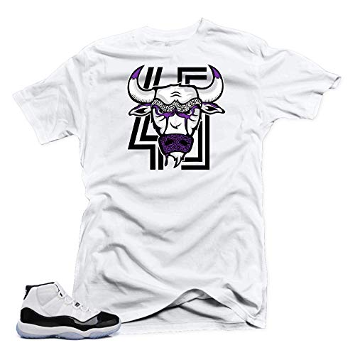 SNELOS Shirt to Match Jordan (Jordan 11 Concord Bull 45 Shirt (White), S)