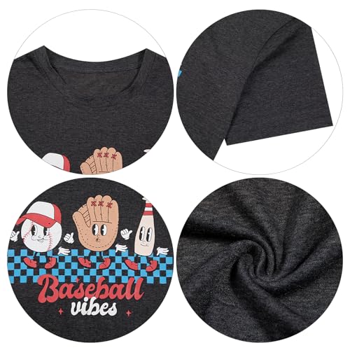 MOUSYA Baseball Shirts Women Oversized Baseball Mom Tshirt Baseball Heart Graphic Tee