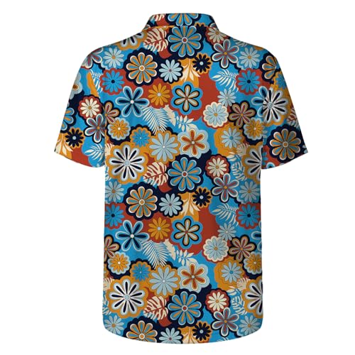 70s Outfits for Men Funny Golf Shirts for Men Short Sleeve Golf Polo Shirts Mens 70s Outfit Funny Hawaiian Golf Shirt Medium