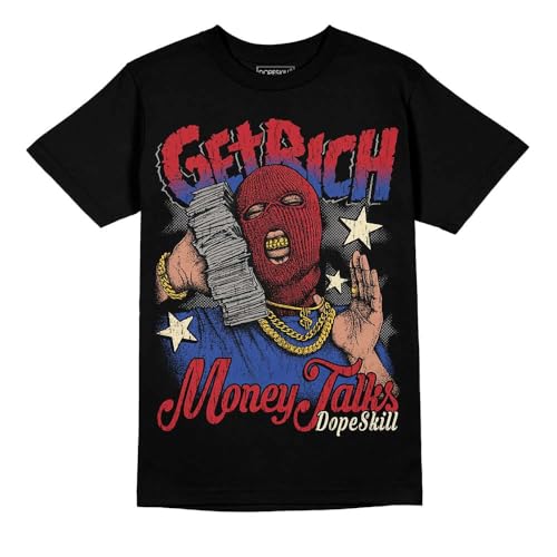 DopeSkill Graphic Tee Rare Air 4s Streetwear Crewneck Unisex Hypebeast T-Shirt Cool Sneaker Colour Matching Shirt Get Rich (Black - L)