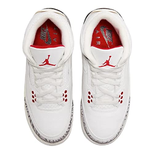 Nike Air Jordan 3 Retro White Cement Reimaged Grade School Summit White/Fire Red-Black DM0967-100 7Y, 7 Big Kid