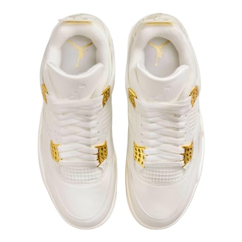 NIKE Air Jordan 4 Retro Womens-Size 8.5, Sail/Metallic Gold-black