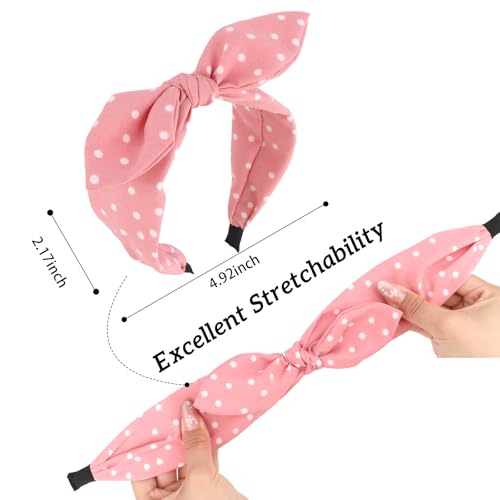 Jaciya Polka Dot Bow Headbands for Women Retro Bunny Ear Hairbands with Bow