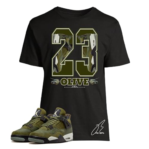 Shirt To Match Jordan Retro 4 Craft Medium Olive Green,23 Unisex Sneaker Graphic Tee,Best Gift,Christmas (XXL, Black)