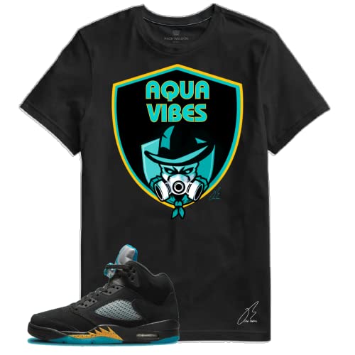 Shirt To Match Jordan Retro 5 Aqua,Aqua Vibes Unisex Graphic Tee (XL, Black)