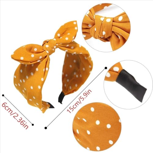 WJYX BOWS 6pcs Polka Dot Bow Headbands Vintage Retro Bunny Ears Hair Hoop
