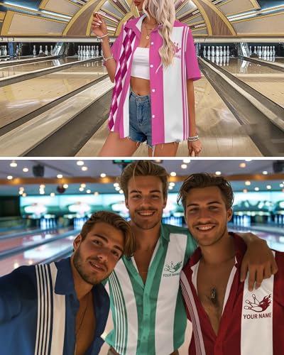 Custom Bowling Shirt for Men Women Personalized Name Bowling Jersey Casual Hawaiian Shirts Customized Retro Polo, S27