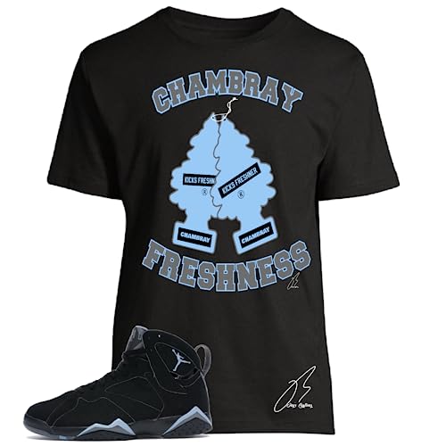 Shirt To Match Jordan Retro 7 Chambray UNC,Freshness Unisex Graphic Tee,Shoe Coordinating,Best Gift (M, Black)
