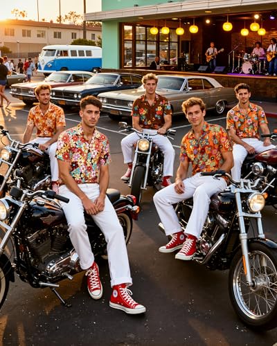 Zando Retro 70s Shirts for Men - Short Sleeve Button Down Casual Hippie Disco Outfit Top for Halloween Themed Party Prom Beach, Comfotable Quick Dry Funny Hawaiian Shirt (Orange Flower Large)