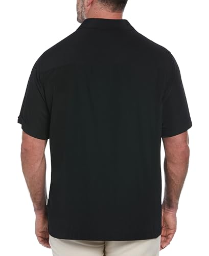 Cubavera Paneled Short Sleeve Shirt For Men, Classic Fit, Wrinkle Resistant, Casual Button-Down Shirt For Men With Spread Collar (Sizes Small - 5Xl), Jet Black, 4X-Large Big Tall