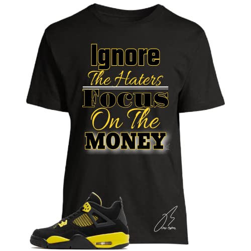 Shirt To Match Jordan Retro 4 Lightning Yellow,Haters Unisex Graphic Tee,Shoe Coordinating,Gift (L, Black)