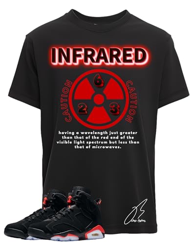 Shirt to Match 6 Infrared/Red, 23 Shoe Coordinating Graphic Tee, Best Gift, Mens Clothing, Unisex Tops (US, Alpha, 3X-Large, Regular, Regular, Black)