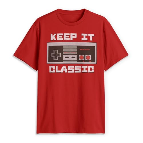 Nintendo Men's Keep it Classic T-Shirt, Large, Red