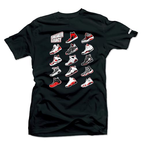 SNELOS Shoe Coordinating Graphic Tee for Men Cotton Streetwear T Shirt Casual Everyday Top - (Sneaker Legacy) Black | Small