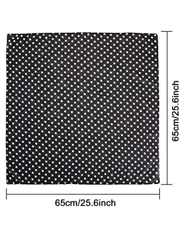 Boao 1 Pcs Polka Dot Scarf 1950s Chiffon Scarf Retro Hair Tie Sheer Square Neck Head Vintage Neckerchief for Women (Black with White Dots)