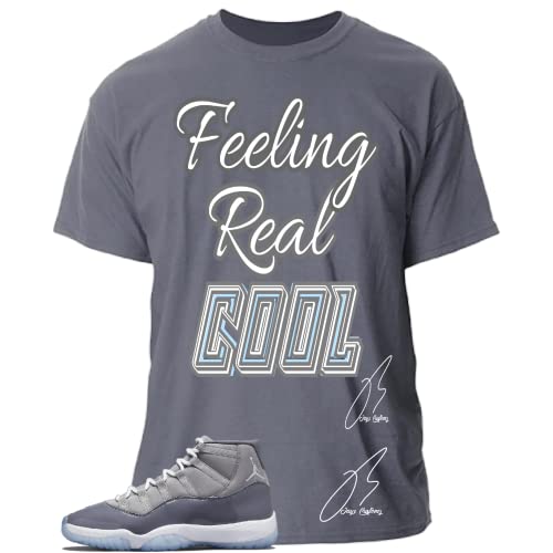 Shirt To Match Jordan 11 Cool Grey,Feeling Real Cool Graphic Tee (L, Grey)