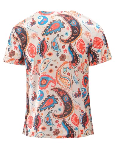 Mens 60s 70s Outfits 4 Pcs Hippie Disco Costumes for Theme Party XL