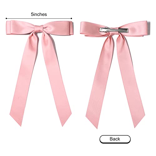 10PCS Silky Satin Hair Bows Hair Clip Ribbon Accessories Ponytail Holder Slides Metal Clips French Barrette Hair Bow for Women Girls Toddlers Teens Kids