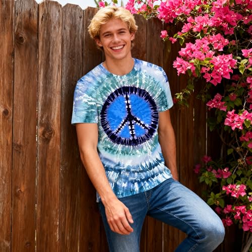 Mens Hippie Peace Sign T Shirt 60s 70s Vintage Short Sleeve Casual Tee