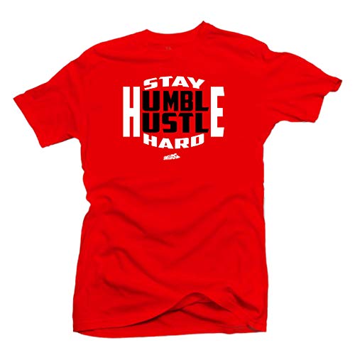 SNELOS Shoe Coordinating Graphic T Shirt for Men Casual Streetwear Cotton Tee for Sneaker Lovers (4 FIBA.Stay Humble(Red), S)