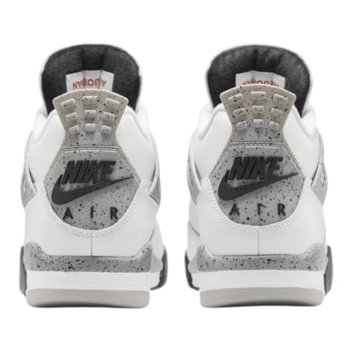 Nike Mens Air Jordan 4 Retro Basketball Shoe, SUMMIT WHITE/FIRE RED-CEMENT GREY-BLACK, 7.5 UK (8.5 US)